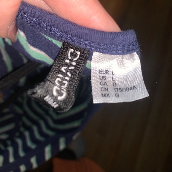 Navy, Seagreen and White Striped Halter Top - Picture 5 of 6